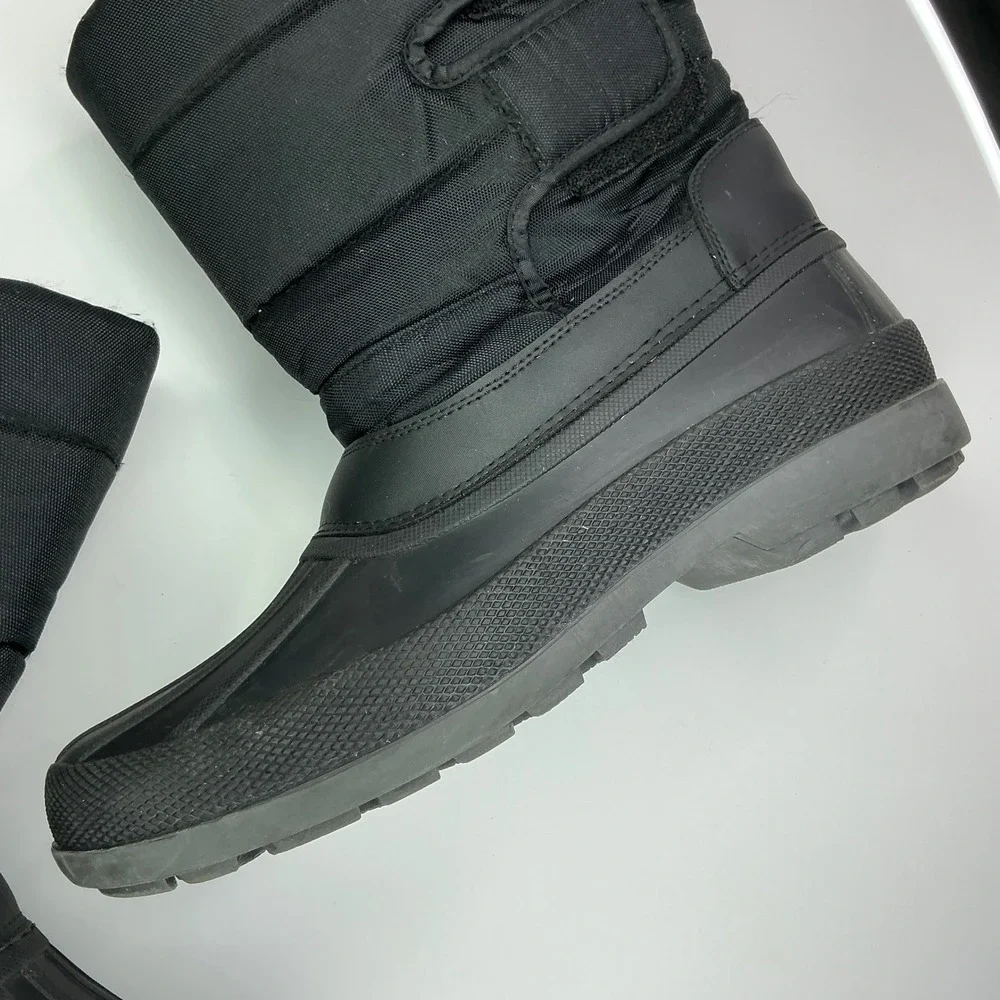 Black Snow Boots Mens Size 9 Insulated Waterproof Shell Hook and Loop HB22001